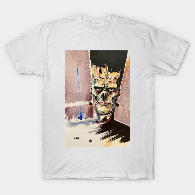 Frankenstein Zombie Illustration T-Shirt by MasterpieceArt